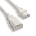 14AWG C13 to C14 AC Power Cord Extension Cable White