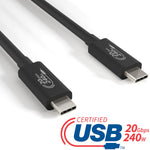 2-Meter USB 4.0 Gen2X2 Type C 20Gbps/240W Male-Male Cable w/E-Mark