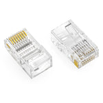 RJ45 CAT5E UTP Feed Through Plug for Solid and Stranded 3-Prong 50 Micron 100pk 101211