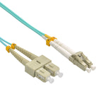 1M LC/UPC-SC/UPC OM3 Multimode Duplex Aqua 50/125 Fiber Optic Patch Cable