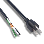 6Ft 18AWG AC Power Cord (NEMA 5-15P to ROJ 3-Wire Open End) 210207BK