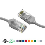 1.5Ft 28AWG Slim Cat6 Ethernet Patch Cable Booted Gray