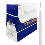 1000Ft RG6 CCS Quad Shielded Riser CMR Coaxial Cable White