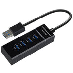 Portable 4 Port USB3.0 Desktop HUB for PC Laptop Power Supply Black - EAGLEG.COM