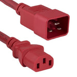 3Ft 14AWG 15A 250V Power Cord (IEC320 C13 to IEC320 C20) Red - EAGLEG.COM