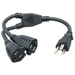 1-to-2 16AWG Power Cord Splitter - 1 NEMA 5-15P to 2 NEMA 5-15R