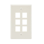 6Port Keystone Wallplate White Smooth Face