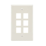 6Port Keystone Wallplate White Smooth Face