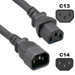 14AWG C13 to C14 AC Power Cord Extension Cable Black
