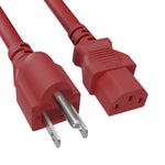 3Ft 14AWG CPU Power Cord NEMA 5-15P to C13 15A/125V Red