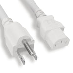 3Ft 14AWG CPU Power Cord NEMA 5-15P to C13 15A/125V White