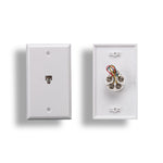RJ11 Modular Single Port Wall Plate White, Smooth Face