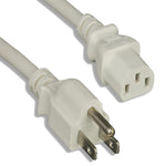 18AWG CPU Power Cord NEMA 5-15P to C13 10A/125V White