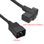 12AWG 250V 20A Right Angled C19 to C20 Server/PDU Power Cord Black