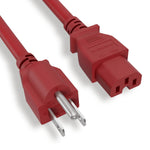 3Ft 14AWG 15A 125V Power Cord Cable (NEMA 5-15P to IEC C15) Red