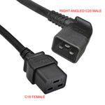 12AWG 250V 20A C19 to Right Angled C20 Server/PDU Power Cord Black