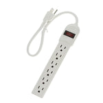 1.5 Ft 6-Outlet Surge Protector 14AWG/3 15A, 90J White
