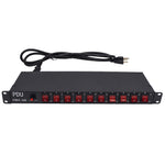 19" 1U Rackmount 10 Socket Power Distribution Unit with 10 Separate Switch 15A 125V