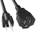 1Ft 14AWG UL VW-1, FT2 Power Adapter Cord NEMA 5-15P to NEMA 5-20R 15A 125V Black
