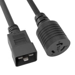 1Ft 12AWG UL SJT 105°C Black Power Adapter C20 to NEMA LOCKING 6-20R 20A 250V