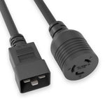 1Ft 12AWG UL SJT 105°C Black Power Adapter C20 to NEMA LOCKING 6-30R 20A 250V