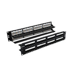 Cat5E 110-Type 2U 48-Port Patch Panel w/Rear Cable Management Panel