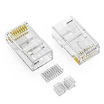 Cat6A UTP RJ45 plug Solid 3-Prong 50 Micron 3pc type 100pk