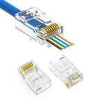 Cat6A UTP Feed-Thru plug 3-Prong 50 Micron for Solid and Stranded 100pk