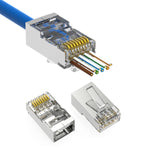 Cat6 Shielded Feed-Thru plug 3-Prong 50 Micron for Solid and Stranded 100pk