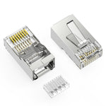 Cat6 Shielded RJ45 Plug Stranded 50 Micron 2-Prongs w/Inserter 100pk