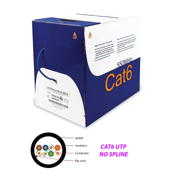 1000Ft CAT6 Solid Wire Riser No Spline (CMR) Copper Bulk Cable Pull Bo ...