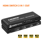 3-Way HDMI Switch 4K@60Hz HDCP 2.2, 3D, 1080p, w/Remote Control