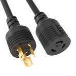 1Ft 14AWG UL VW-1, FT2 Power Adapter Cord NEMA L5-15P to NEMA L5-30R Locking 15A 125V Black