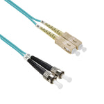 1M SC/UPC-ST/UPC 10Gb 50/125 OM3 Multimode Duplex Fiber Optic Patch Cable Aqua