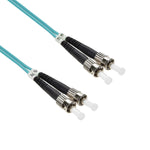 1M ST/UPC-ST/UPC 10Gb 50/125 OM3 Multimode Duplex Fiber Optic Cable Aqua