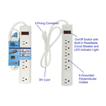 6-Outlet Perpendicular Surge Protector with On/Off Switch 3Ft Cord