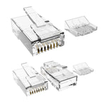 Cat6/Cat6A Plug 3-Prong 50 Micron w/Load Bar for Stranded Wire 28AWG Bulk Cable 100pk