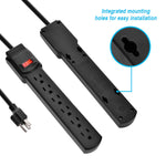 14AWG 6-Outlet Surge Protector With 12-Foot Cord Black