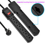 14AWG 6-Outlet Surge Protector Right-Angle Black With 12-Foot Cord Black