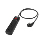 Portable 4Ft 4-Outlet Surge Protector 45˚ Thin Plug 14AWG, 15A, 2450J Black