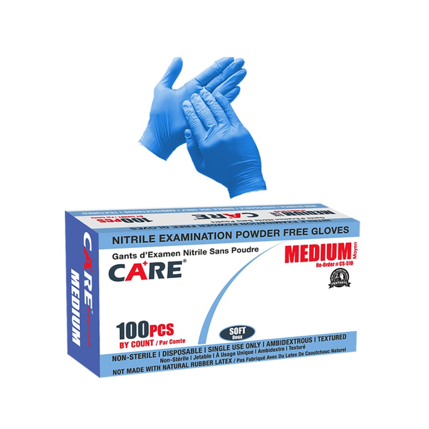 Care Soft Nitrile Exam Powder-Free Gloves 100/BX 10-BOXES/CASE