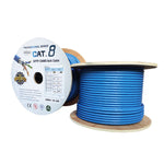300Ft Cat8 Solid S/FTP Bulk Wire 23AWG 40Gbps Blue - EAGLEG.COM