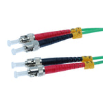 ST/UPC-ST/UPC OM3 Multimode Duplex Aqua 50/125 Fiber Optic Patch Cable - EAGLEG.COM