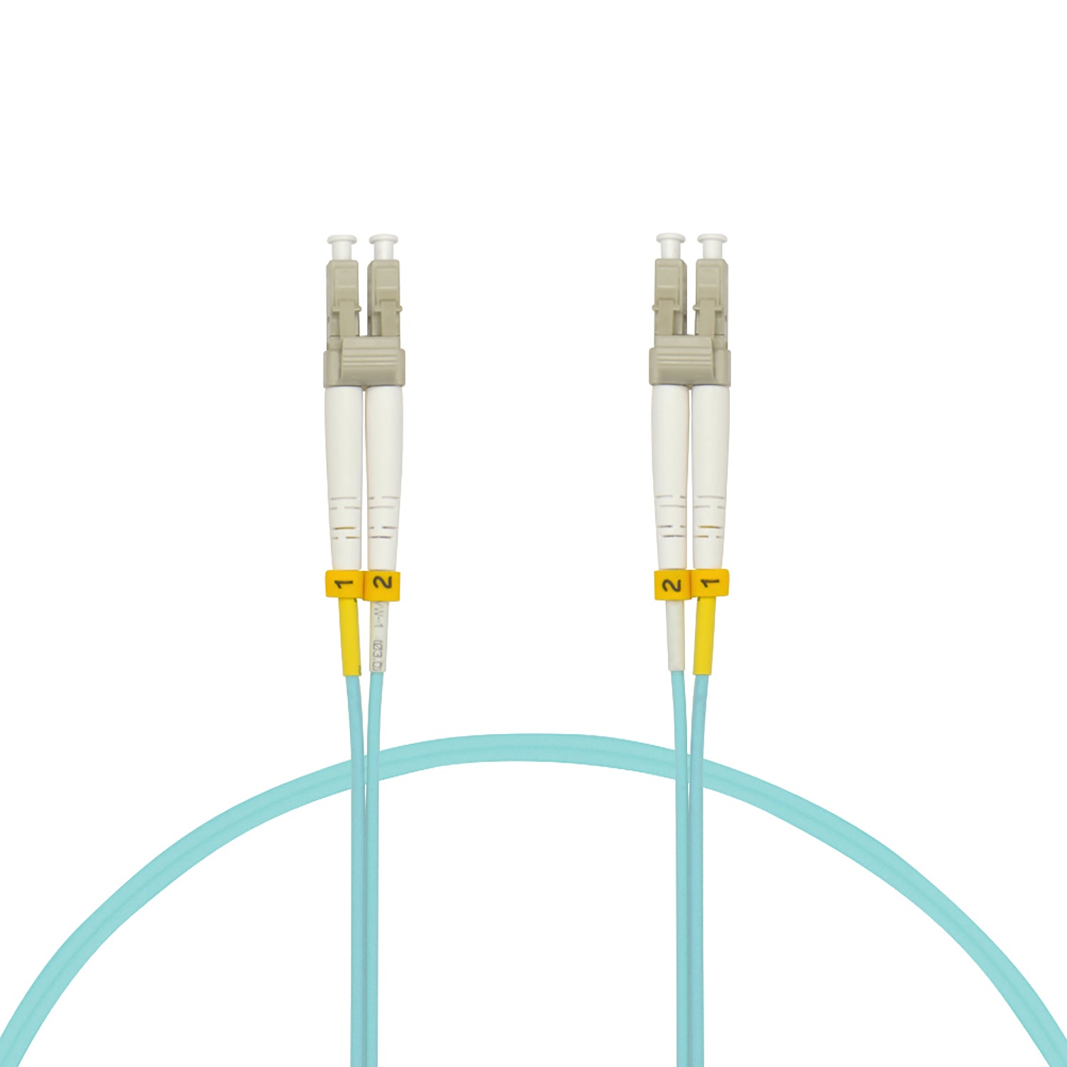 LC/UPC-LC/UPC 10Gb 50/125 OM4 Multimode Duplex Fiber Optic Cable Aqua ...