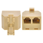 RJ11 1M/2F Modular T Adapter, Ivory Color