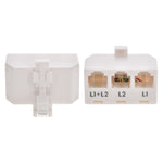 RJ11 6P4C Line Splitter, Line1/Line2/Line1+Line2 Modular T-Adapter 170506