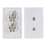 RJ12 Modular Dual Port Wall Plate White, Smooth Face