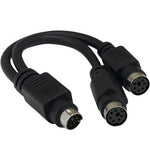 6-Inches Mini DIN6 Male to Female x 2 PS/2 Y Splitter Cable