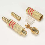 RCA Jack Metal Gold Plated Red Stripe w/Spring - EAGLEG.COM