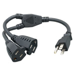 14 Inch 14AWG Power Cord Splitter NEMA 5-15P to NEMA 5-15R X2 - EAGLEG.COM